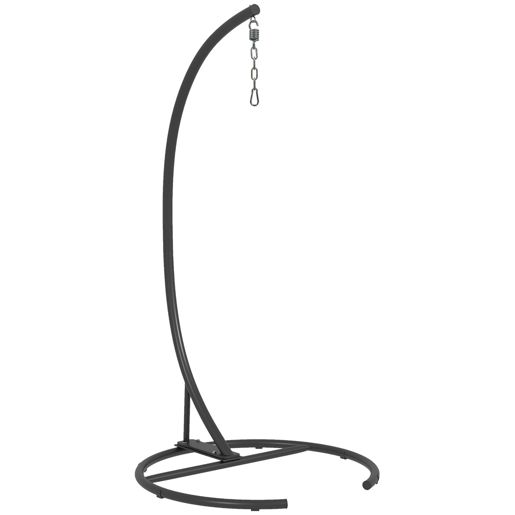 Outsunny Hanging Hammock Chair Stand with Round Base, C Hanging Swing Stand Frame for Swing/Egg/Hammock Chair, Indoor & Outdoor, Heavy Duty 330 lbs, Black 