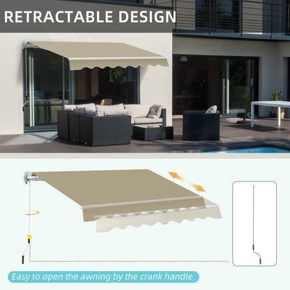 Outsunny 2.5x2 m Manual Retractable Awning-Beige Canopy/White Frame 