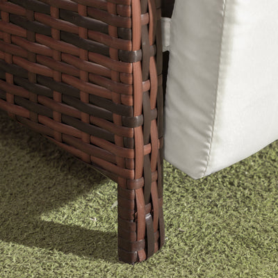 Outsunny 3 Pieces Rattan Bistro Set Balcony Furniture with Cushions, Storage Function - Mixed-Brown 