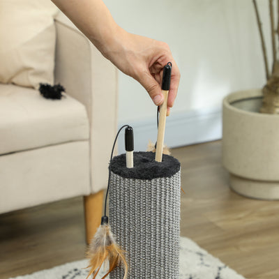 PawHut 78cm 2-in-1 Cat Scratching Post with 3 Toy Feathers, Black 