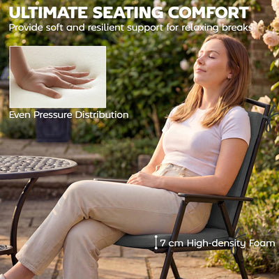 Outsunny Outdoor Seat Cushions Set of 2 with Ties, Waterproof Garden Seat Pads, Dark Grey 