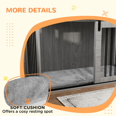 PawHut 118cm Dog Crate Furniture with Removable Cushion for Extra Large Dogs - Grey 