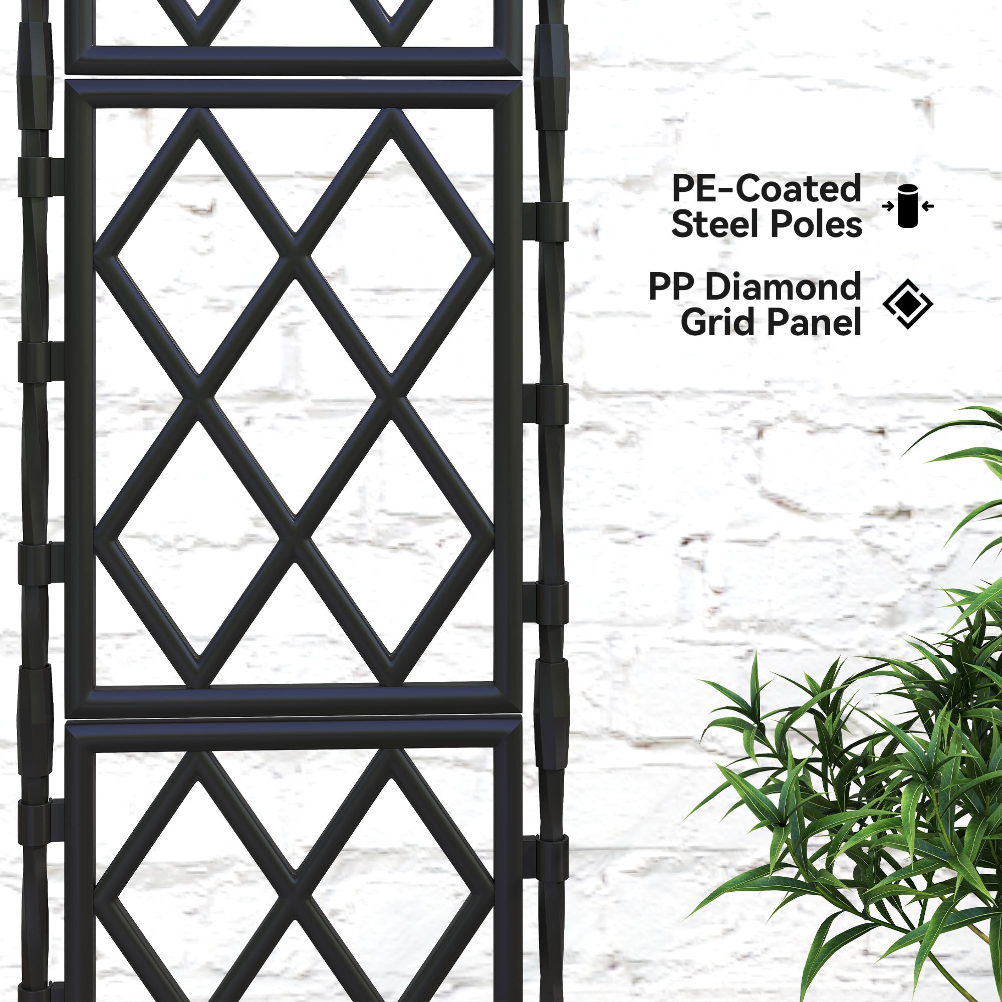 Outsunny Foldable Garden Trellis, Lattice Climbing Support Trellis for Garden, DIY Assembly, 85 x 197 cm, Black 