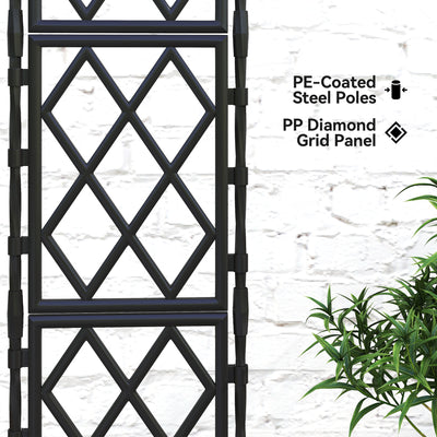 Outsunny Foldable Garden Trellis, Lattice Climbing Support Trellis for Garden, DIY Assembly, 85 x 197 cm, Black 