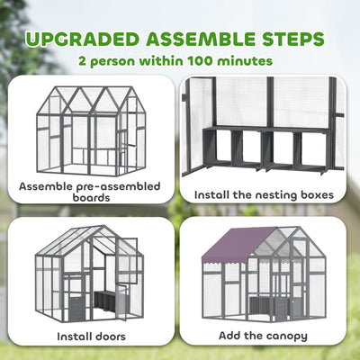 PawHut Large Walk In Chicken Run with Waterproof & Anti-UV Cover, for 6-8 Chickens, for Garden, Farm, 5.5' x 6' x 6' 