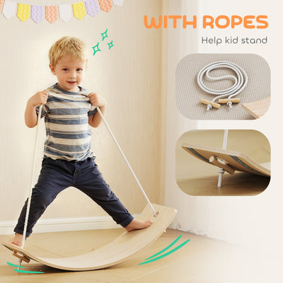 AIYAPLAY Kids Wooden Balance Board with Rope, Wooden Wobble Board with Felt for Sensory Play, for Toddler 3-6 Years Old 