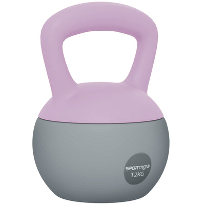 SPORTNOW 12KG Soft Kettlebell, Kettlebell with Non-Slip Handle for Home Gym, Weight Lifting, Strength Training, Purple/Grey 