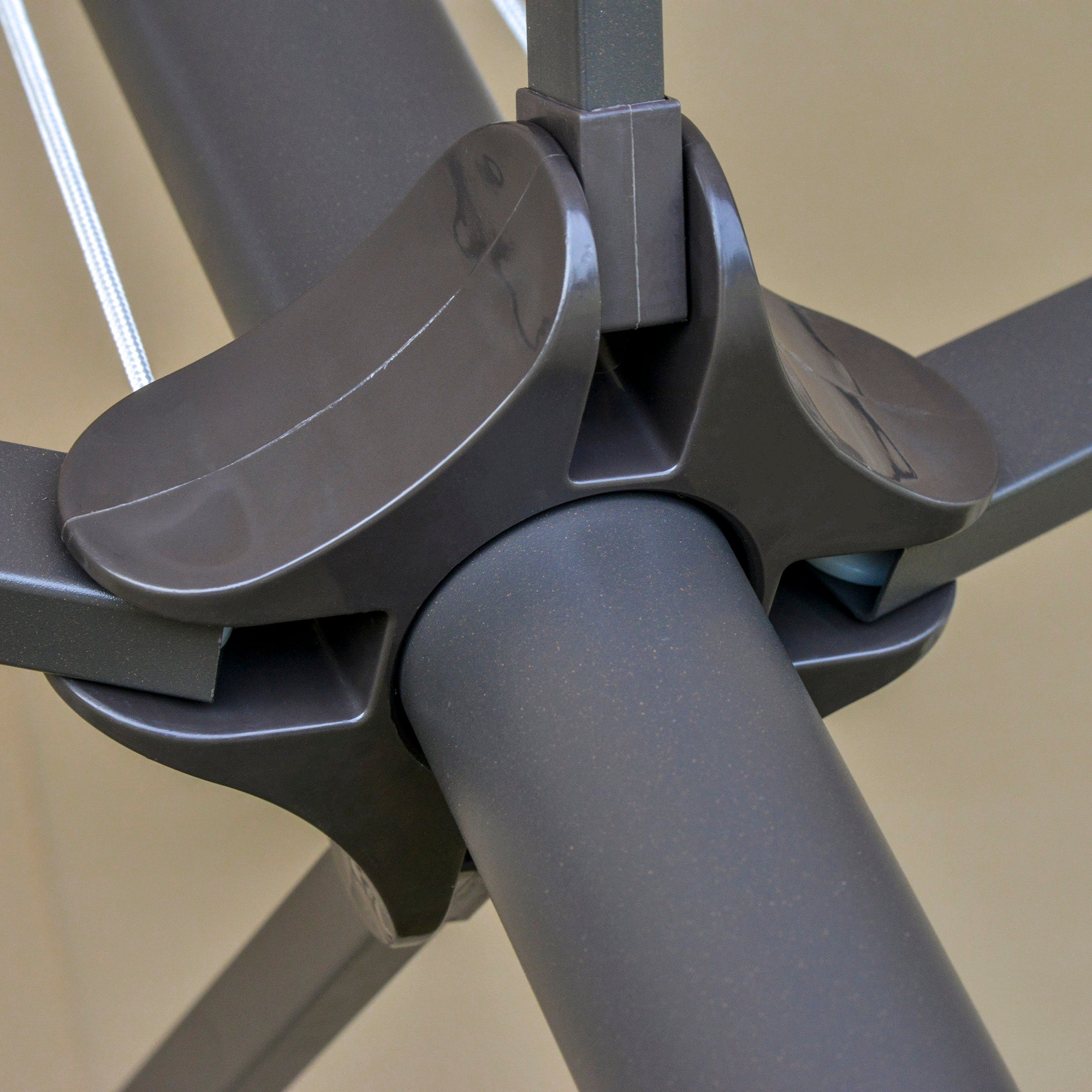 Outsunny 4.6M Sun Umbrella Canopy Double-sided Crank Sun Shade w/ Cross Base Khaki 