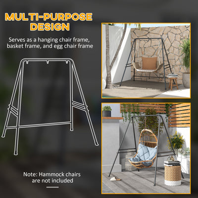 Outsunny Hammock Chair Stand, Hanging Heavy Duty Metal Frame Hammock Stand for Hanging Hammock Air Porch Swing Chair, Egg Chair, Black 