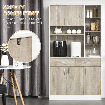 HOMCOM Kitchen Cupboard Sideboard Storage Cabinet Unit with Counter Top, Adjustable Shelves, Drawers for Dining Room, Living Room 