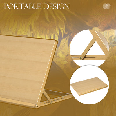 Vinsetto Desktop Table A2 Easel Craft Workstation, Adjustable Beechwood Table Top Easel, Portable Folding Artist Drawing & Sketching Board for Adults, Beginners, Artists Painting 
