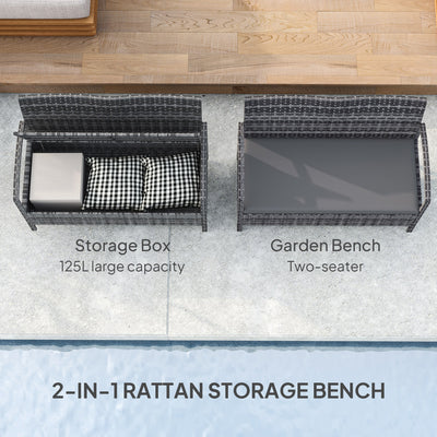 Outsunny 125L Storage Garden Bench, with Cushion - Grey 
