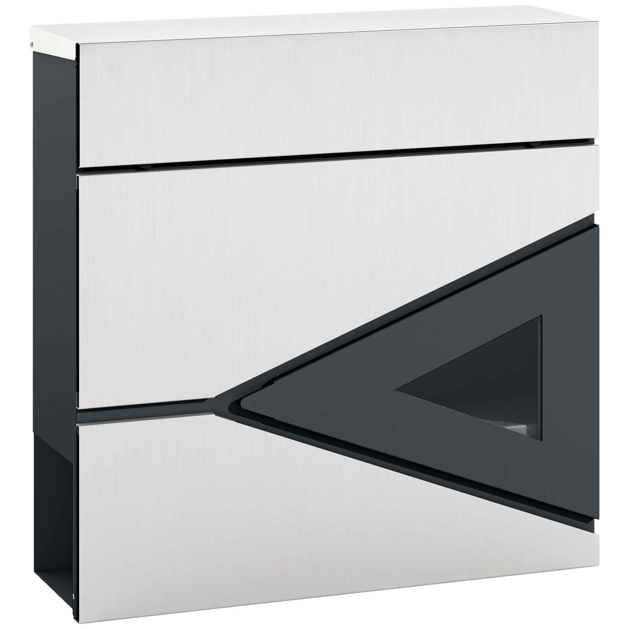 HOMCOM Wall Mounted Post Box with Viewing Window, 2 Lock, Modern Galvanised Steel Mailbox with Copper Core, Weatherproof Letterbox for Outdoor Use, Easy to Install, Silver 