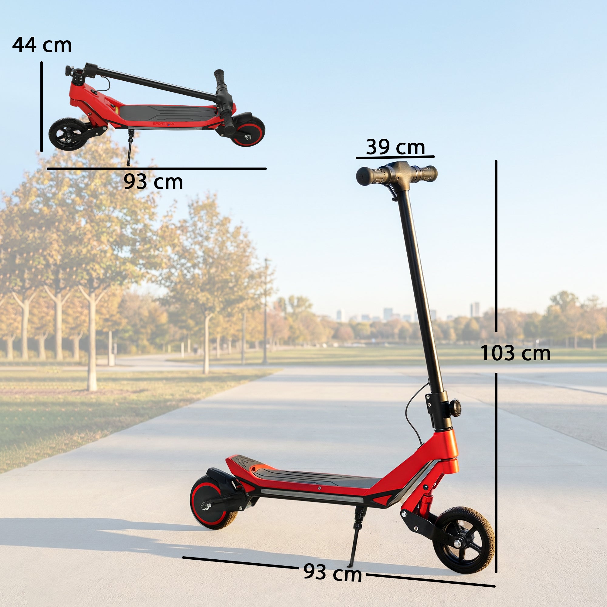 SPORTNOW Electric Scooter for Kids, Foldable E Scooter for Age Age 6+ with LED Display, RGB lights, Up to 16km/h, Red 