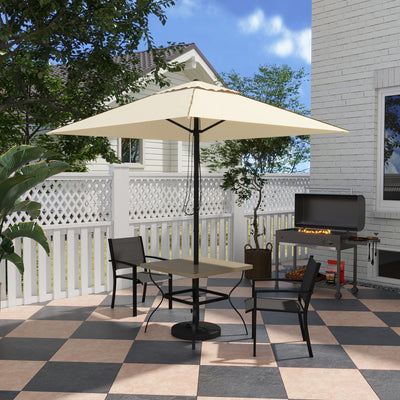Outsunny Four-Seater Steel Garden Table, with Parasol Hole - Brown/Black 