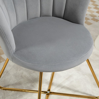 HOMCOM Velvet-Feel Lotus Petal Accent Chair - Grey 
