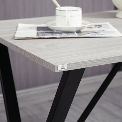 HOMCOM 120 cm Rectangular Bar Table for 4 People, Modern Kitchen Table with Wood Effect Tabletop, Steel Legs, for Living Room, Home Bar, White 