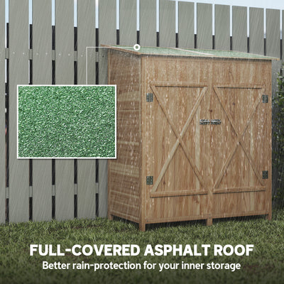Outsunny 140 x 75 Fir Wood Garden Shed, with Asphalt Roof - Natural 