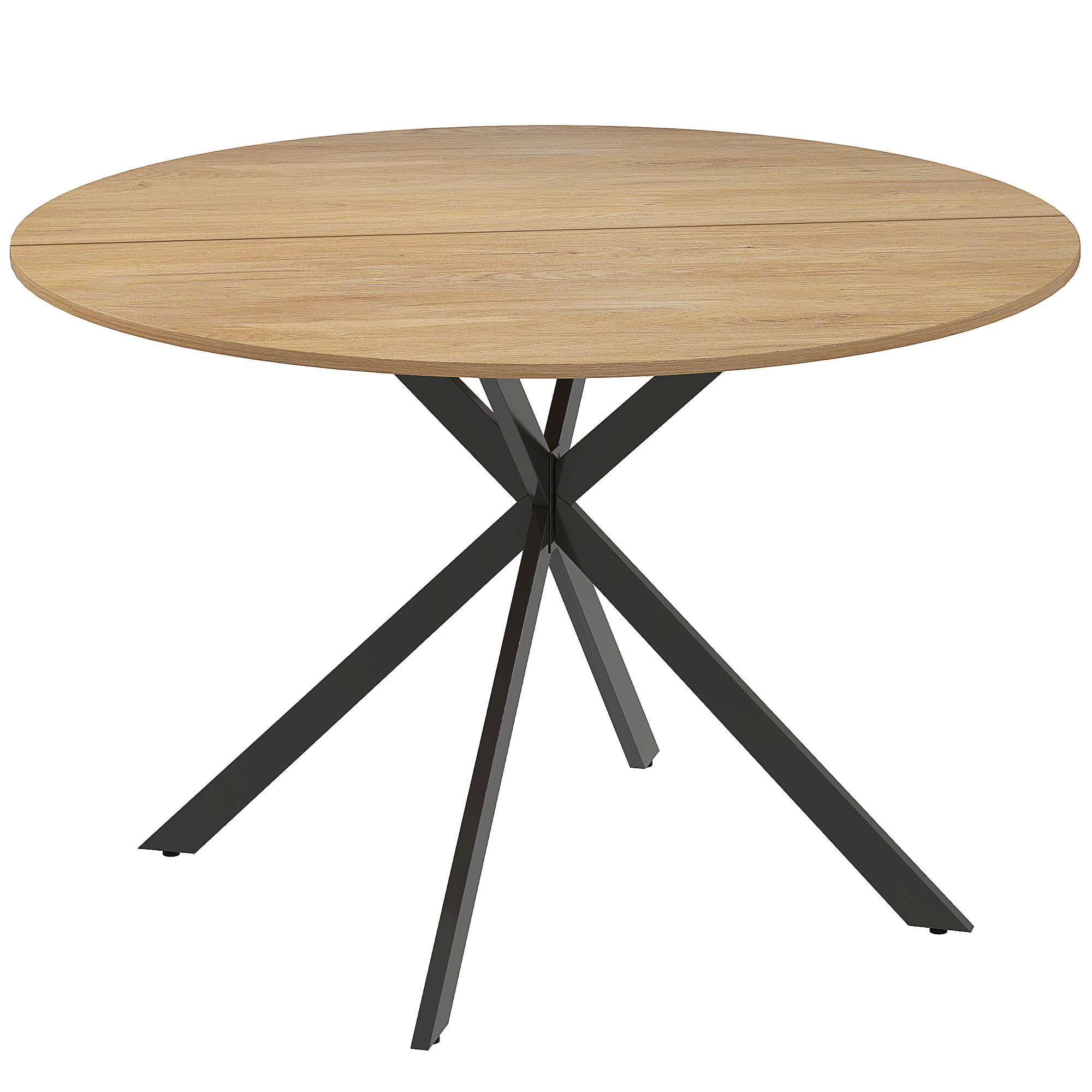 HOMCOM Dining Table for 4, 120 cm Industrial Kitchen Table with Wood Effect Tabletop and Steel Legs, Oak 