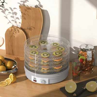 HOMCOM 5 Tier Food Dehydrator, 245W Food Dryer Machine with Adjustable Temperature Control for Drying Fruit, Meat, Vegetable, Jerky and Pet Treat, Grey 