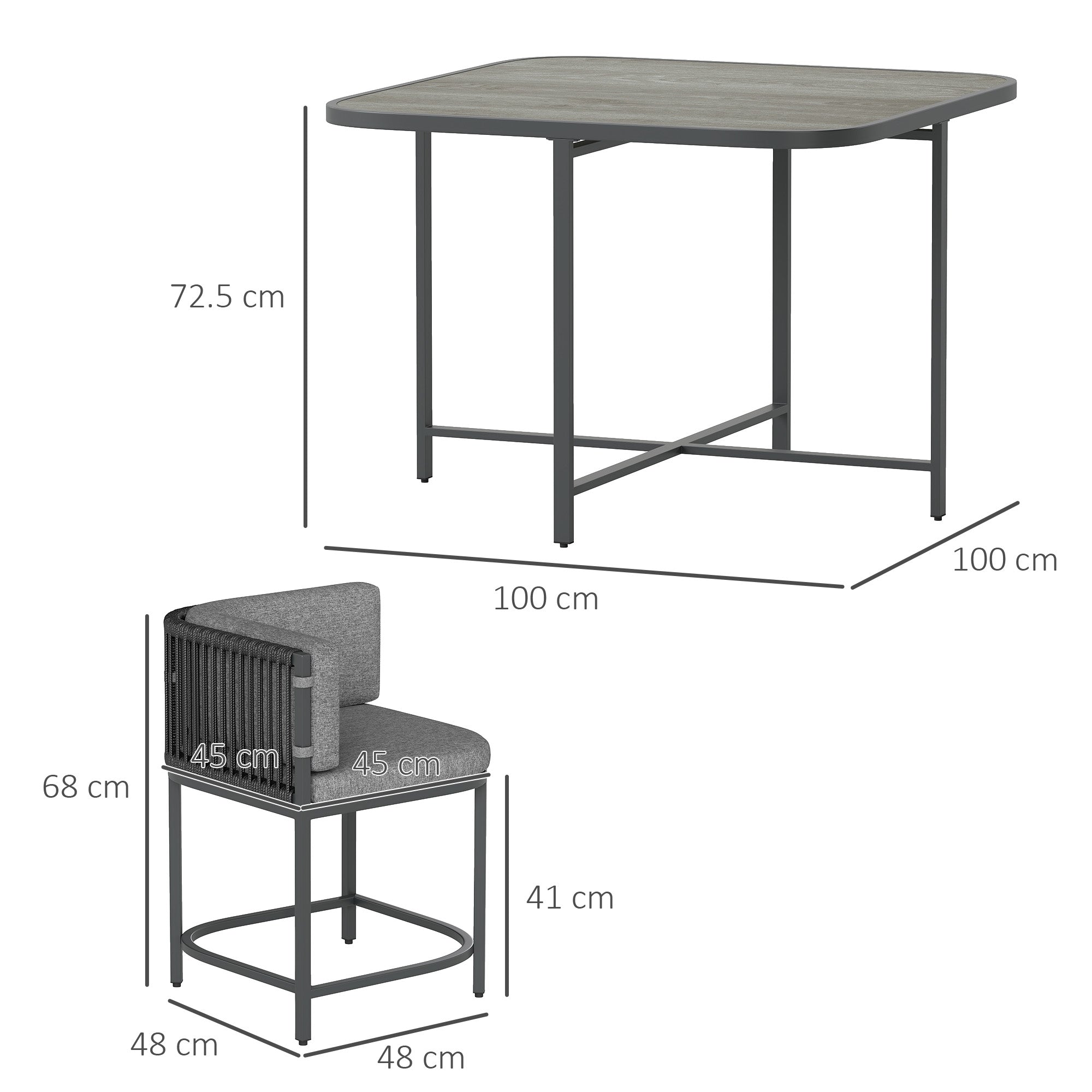 Outsunny 4-Seater Rattan Cube Garden Furniture Set with Cushions - Charcoal Grey 