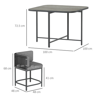Outsunny 4-Seater Rattan Cube Garden Furniture Set with Cushions - Charcoal Grey 