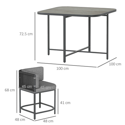 Outsunny 4-Seater Rattan Cube Garden Furniture Set with Cushions - Charcoal Grey 