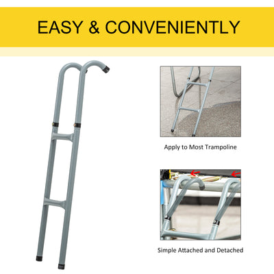HOMCOM 6-10ft Trampoline Ladder Galvanized w/ Non-slip Mat 