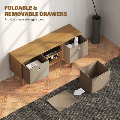 HOMCOM TV Cabinet Stand Unit for TVs up to 50'' with Foldable Drawers, Entertainment Centre for Living Room Brown 