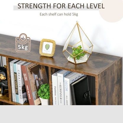 HOMCOM 3-Tier Bookcase, Storage Shelf Unit with Open Compartments, for Living Room, Bedroom, Office, Divider, 97.5 x 30 x 100 cm, Rustic Brown 