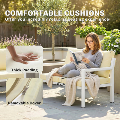 Outsunny 4 Seater Rattan Garden Furniture Set with 2 Armchairs, Loveseat, Coffee Table, Garden Sofa Set with Cushions, Brown 