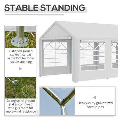 Outsunny 6 x 3(m) Garden Gazebo Marquee Party Tent Wedding Portable Garage Carport shelter Car Canopy Outdoor Heavy Duty Steel Frame Waterproof Rot Resistant 