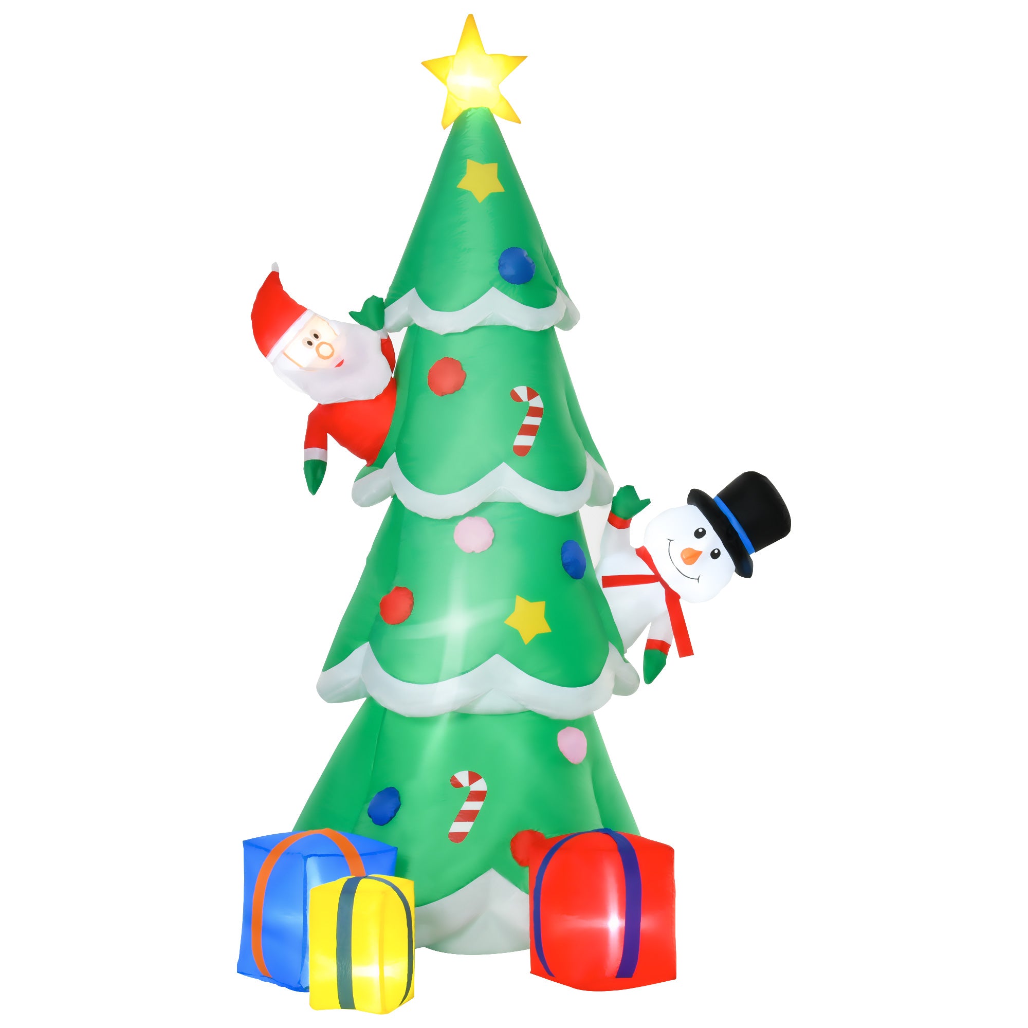 HOMCOM 7FT Christmas Inflatable Tree LED Lighted for Indoor Outdoor Decoration 