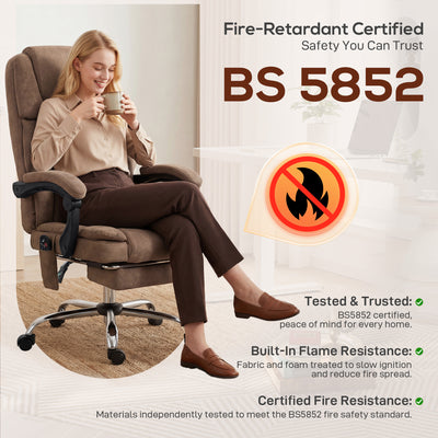 HOMCOM Office Chair with 6-Point Vibration Massage and Heat, Executive Computer Desk Chair with High Back, Reclining, Brown 