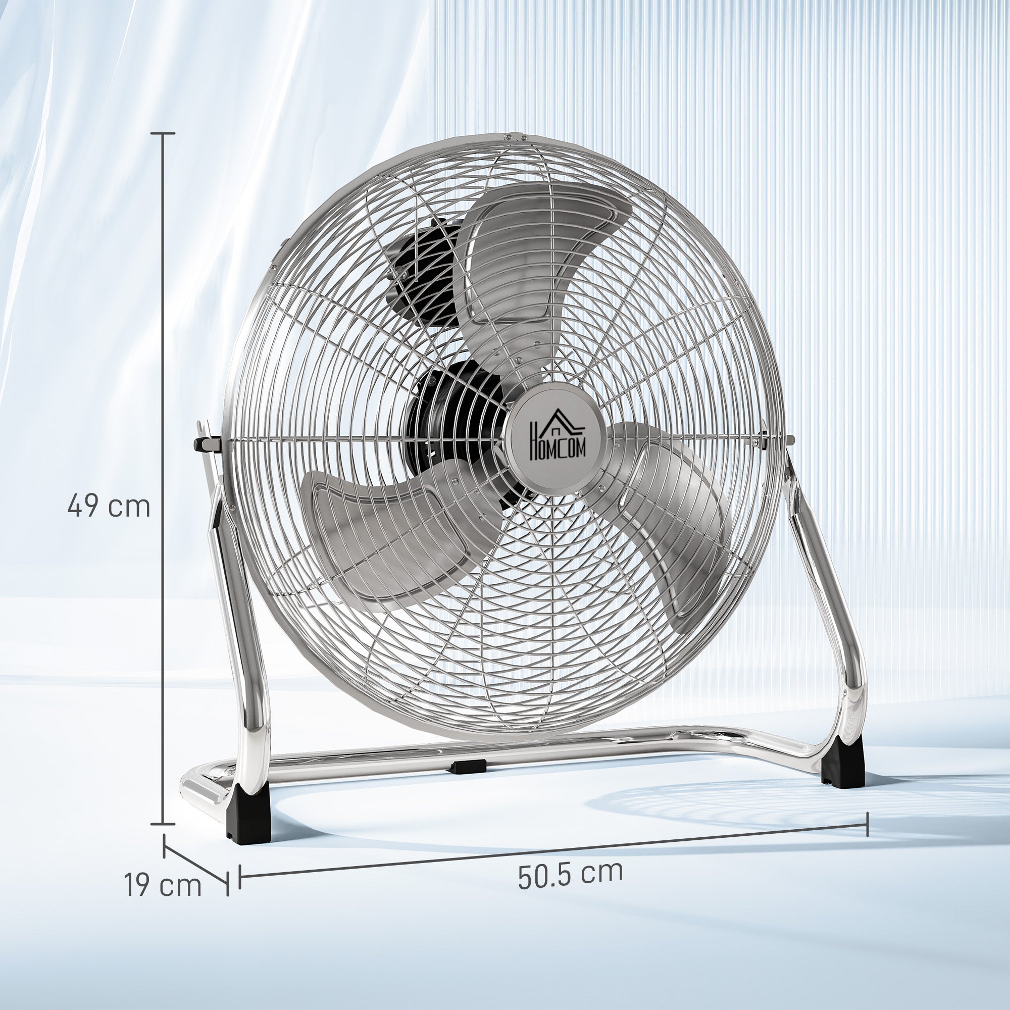 HOMCOM Metal Desk Fan with 3 Speeds & 120° Adjustable Tilt - Silver