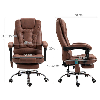 Vinsetto Heated 6 Points Vibration Massage Executive Office Chair Adjustable Swivel Ergonomic High Back Desk Chair Recliner with Footrest Brown 