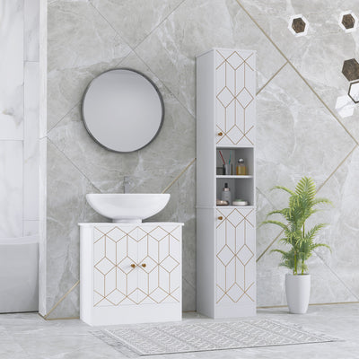 HOMCOM Tall Bathroom Storage Cabinet with Doors, Slim Bathroom Storage Unit with Adjustable Shelves, Freestanding Bathroom Storage Unit, White 