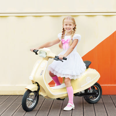 AIYAPLAY 24V Kids Electric Motorbike, Ride on Motorcycle with Manual Throttle, Brakes and LED Lights for Ages 8-12 Years, Beige 
