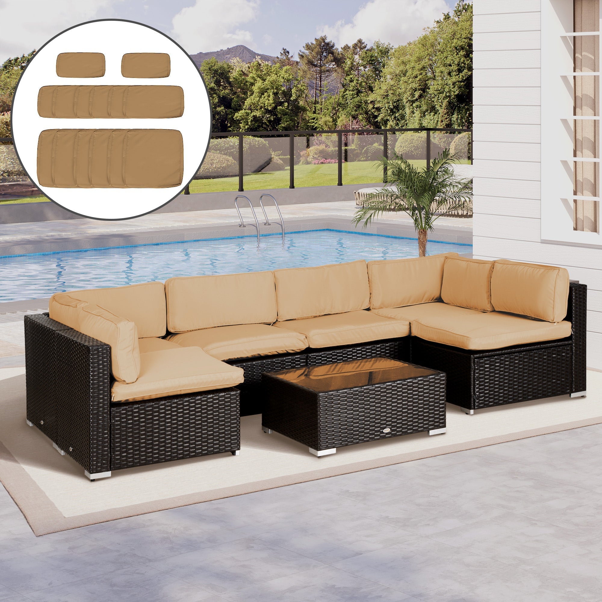Outsunny 14 Pcs Outdoor Cushion Set - Beige 