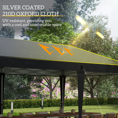 Outsunny Pop Up Gazebo, Double Roof Foldable Canopy Tent, Height Adjustable Wedding Awning Canopy w/ Carrying Bag, 6 m x 3 m x 2.65 m, Black 