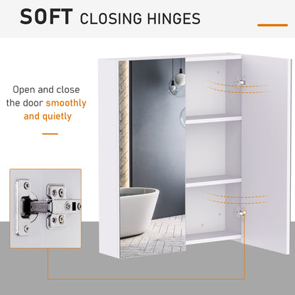 HOMCOM Mirror Cabinet, Wall Mount Bathroom Storage Cabinet with Adjustable Shelf, Double Door Cupboard, 60 x 15 x 75 cm, White 