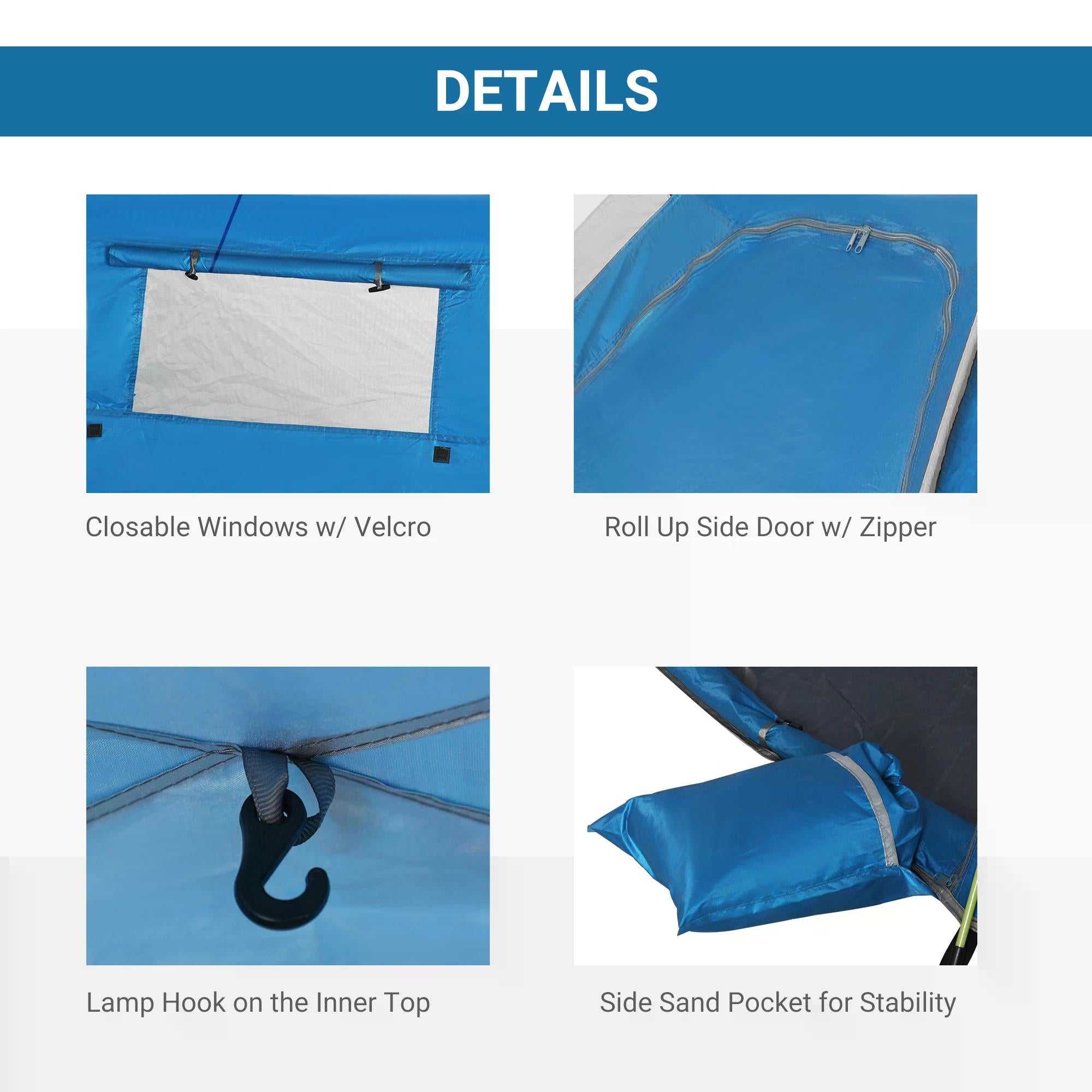 Outsunny Beach Tent for 1-2 Person Pop-up Design with 2 Mesh Windows & 2 Doors Sky Blue 