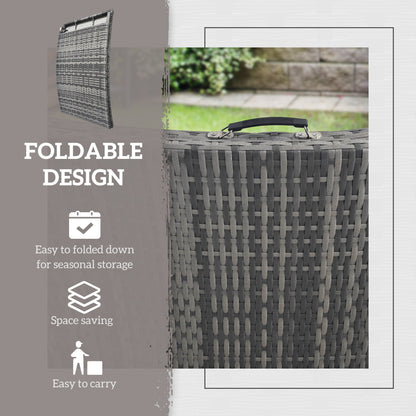 Outsunny Rattan Folding Sun Lounger Outdoor Chair with Cushion and Pillow Mixed Grey 