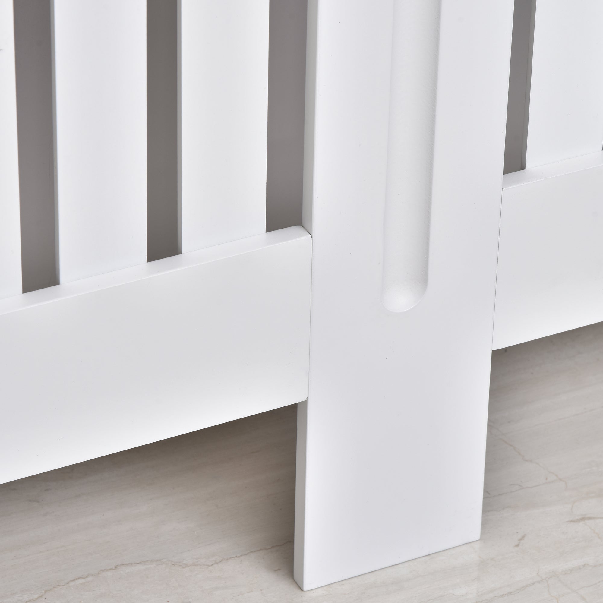 HOMCOM Slatted Radiator Cover Painted Cabinet MDF Lined Grill in White (152L x 19W x 81H cm) 