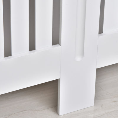 HOMCOM Slatted Radiator Cover Painted Cabinet MDF Lined Grill in White (152L x 19W x 81H cm) 