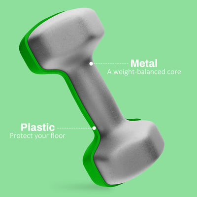 SPORTNOW 2 x 5kg Hexagonal Dumbbells Weights Set with Non-Slip Grip for Home Gym Workout, Green 