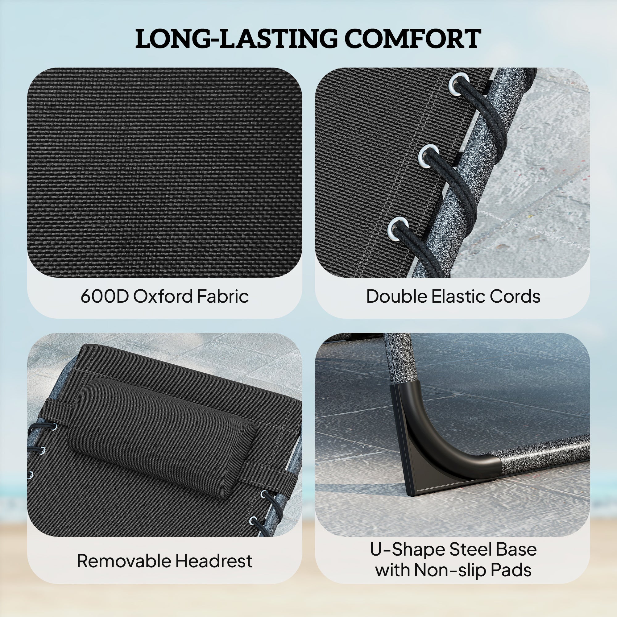 Outsunny Five-Position Reclining Sun Loungers Set of 2 - Black 