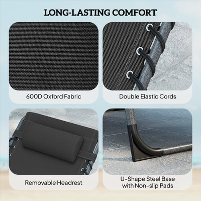 Outsunny Five-Position Reclining Sun Loungers Set of 2 - Black 