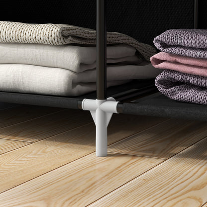 HOMCOM Fabric Wardrobe, Portable Wardrobe with 6 Shelves, 1 Hanging Rail, Foldable Closets, 103 x 43 x 162.5 cm, Black