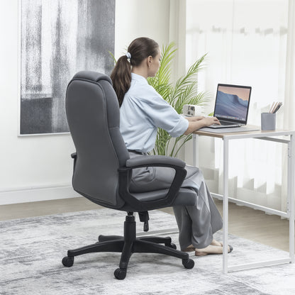 HOMCOM Faux Leather Office Chair - Charcoal Grey